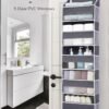 ULG 1 Pack Over Door Organizer with 5 Large Pockets 10 Mesh Side Pockets, 44 lbs Weight Capacity Hanging Storage Organizer with Clear Window Kids Toys, Shoes, Diapers, Dark Grey, 5 Layers - Image 5