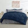 7 Pieces Queen Comforter Set, All Season Reversible Bed in a Bag Queen, Ultra Soft Queen Bedding Set with Grey Comforter, Flat Sheet, Fitted Sheet, Pillowcases, Pillow Shams, Navy Blue & Light Grey - Image 8
