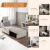 30'' W 3 in 1 Pull Out Sofa Bed, Modern Convertible Sofa Couch with Back Cushion and Headrest, Leather Sleeper Sofa with Bluetooth Speaker, 2 USB Port, Phone Holder, for Living Room, Apartment - White - Image 9
