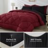 5 Pieces Twin XL Comforter Set, Dorm Bedding Sets, Back to School Bed in a Bag 5 PCS, Down Alternative Sets with Comforter, Flat Sheet, Fitted Sheet, Pillowcase & Pillow Sham, Burgundy Red & Black - Image 5