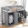 WOXYX Twin Size Loft Bed with Wardrobe and Staircase, Wood Loftbed w/Desk, Storage Drawers & Cabinet in 1,Grey - Image 2