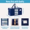 VENO 2 Pack Moving Bags, Comforter and Blanket Storage Bags for Closet, Moving Boxes, Boxes with Lids Alternative, College Dorm Packing Supplies, Foldable Heavy-Duty Tote with Window (Blue, 2 Pack) - Image 6