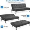Yaheetech Modern Convertible Futon Sofa Bed w/ 2 Integrated USB Charging Ports Fabric Loveseat Couch Metal Legs, 3 Angles Adjustable Back for Compact Living Space, Apartment, Dorm, Bonus Room Gray - Image 5