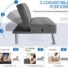 Yaheetech Modern Convertible Futon Sofa Bed w/ 2 Integrated USB Charging Ports Fabric Loveseat Couch Metal Legs, 3 Angles Adjustable Back for Compact Living Space, Apartment, Dorm, Bonus Room Gray - Image 8