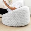 Storage Bean Bag Chairs Cover (No Filler) Soft Washable Plush Fiber Adult Beanbag Chair Living Room Furniture Fuzzy Fur Bean Bag Cover Without Filling (Gradual Grey White Bean Bag Cover) - Image 4