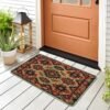 Aztec Door Mat Indian Geometry Floral Pattern Tribal Southwestern Red Green Beige Rubber Absorbent Dirt Trapper Non Slip Washable Indoor Home Porch Outdoor Welcome Doormat Entry Mats 17x29 Inch - Image 3