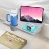 BedShelfie Bedside Shelf for Bunk Bed & Top Bunk, College Dorm Room Essentials, Loft Nightstand, Floating Bed Side Table Tray Storage, Dorm Room Decor, College Dorm Essentials - 2.5" Cup Holder, Grey - Image 2