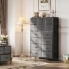WLIVE 2 Drawer Nightstand and 16 Drawers Dresser Set, Dresser for Bedroom, Nursery, Closet, Hallway, Storage Dresser Organizer Unit, Dressers & Chests of Drawers with Fabric Bins, Dark Grey - Image 7