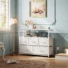 WLIVE White Dresser for Bedroom with 5 Fabric Drawers, Entertainment Center with Open Shelf and Power Outlet for 45 inch TV, Dresser TV Stand with Storage for Closet, Hallway, College Dorm - Image 5