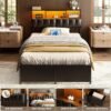 Unikito Upholstered Twin Headboard with Hidden Drawer Storage, Headboards for Twin Size with Power Outlet and LED Light, Twin Size Headboard Only, Sturdy and Stable Headboard for Collage Dorm, Black - Image 7