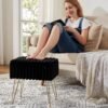 Vanity Stool Chair with Storage Foot Stools Ottoman Soft Faux Fur Vanity Stool for Makeup Make up Small Vanity Bench Seat Chairs for Entryway Living Room Bedroom - Image 5