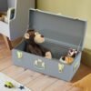 Vixdonos Decorative Metal Box Storage Trunks Set of 2 College Dorm Chest with Lock Hole,23.7X14.2X9.5 Inches(Grey and Pink) - Image 7