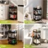 3 Tier Small Rolling Cart Organizer,Laundry Room Bathroom Organizers and Storage Office Shelves Mobile Shelving Unit Kitchen Trolley Cart with Wheels for Art,Craft,Diaper,Bedside,Snack(Black) - Image 7