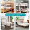 SPACEKEEPER Bedside Shelf for Bed, Foldable Bunk Bed Shelf Organizer for Top Bunk College Dorm Room Essentials Clip On Nightstand Bed Side Shelf Tray with Hanging Cup, Normal Size, Grey - Image 3