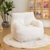 Bean Bag Chair with Filler, Bean Bag Sofa with Tufted Soft Stuffed Filling, Fluffy and Lazy Sofa, Comfy Cozy BeanBag Chairs with Memory Foam for Dorm, Apartment, Living Room (White) - Image 2