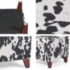 Asense Footrest Ottoman Linen Fabric Upholstered Square Footstool with Wooden Legs, Cow Black - Image 8