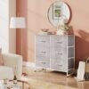 WLIVE Fabric Dresser for Bedroom, 6 Drawer Double Dresser, Storage Tower with Fabric Bins, Chest of Drawers for Closet, Living Room, Hallway, Light Grey - Image 3