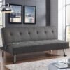 Yaheetech Modern Convertible Futon Sofa Bed w/ 2 Integrated USB Charging Ports Fabric Loveseat Couch Metal Legs, 3 Angles Adjustable Back for Compact Living Space, Apartment, Dorm, Bonus Room Gray - Image 6