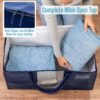 VENO 2 Pack Moving Bags, Comforter and Blanket Storage Bags for Closet, Moving Boxes, Boxes with Lids Alternative, College Dorm Packing Supplies, Foldable Heavy-Duty Tote with Window (Blue, 2 Pack) - Image 3