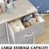 WLIVE Fabric Dresser for Bedroom, 6 Drawer Double Dresser, Storage Tower with Fabric Bins, Chest of Drawers for Closet, Living Room, Hallway, Light Grey - Image 6