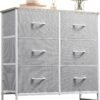 WLIVE Fabric Dresser for Bedroom, 6 Drawer Double Dresser, Storage Tower with Fabric Bins, Chest of Drawers for Closet, Living Room, Hallway, Light Grey - Image 2