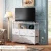 WLIVE White Dresser for Bedroom with 5 Fabric Drawers, Entertainment Center with Open Shelf and Power Outlet for 45 inch TV, Dresser TV Stand with Storage for Closet, Hallway, College Dorm - Image 3