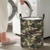62L Round Laundry Hamper Camouflage Pattern Storage Basket Waterproof Coating Green Camo Organizer Bin For Nursery Clothes Toys - Image 8