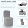 B FSOBEIIALEO Velvet Storage Ottoman with Seat Back, Folding Chair for Living Room, Room Organizer Storage Cubes, Toy Chest Storage Box (Grey, Medium) - Image 4
