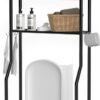 3-Tier Over The Toilet Storage, Space Saver Metal Bathroom Shelves, Freestanding Above Over Toilet Storage Shelf with 4 Hooks for Bathroom, Black - Image 2