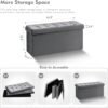 B FSOBEIIALEO Folding Storage Ottoman, Long Ottomans Shoes Bench, Velvet Storaeg Chest Footrest Seat 31.5"x15.7"x15.7" (Grey, Large) - Image 4