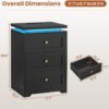 VIAGDO Black Night Stand Set 2 with Charging Station, Nightstand Set of 2 with 3 Storage Drawers, Modern LED Nightstands with Lights, Large Bedside Tables with USB Ports and Outlets for Bedroom, Dorm - Image 3