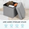 B FSOBEIIALEO Velvet Storage Ottoman with Seat Back, Folding Chair for Living Room, Room Organizer Storage Cubes, Toy Chest Storage Box (Grey, Medium) - Image 5