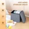B FSOBEIIALEO Storage Ottoman Cube, Linen Small Foot Seat,for Living Room, Bedroom, Home Office, Dorm Storage Footrest Grey 11.8"x11.8"x11.8" - Image 5