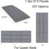 Tbfit Upholstered Wall Mounted Headboard Bed, Peel and Stick Soundproof Headboards, Tufted Floating Dorm Bed Headboard, Each Panel Sized 10” x 24” (Grey, 12) - Image 3