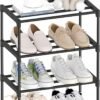 4 Tier Small Shoe Rack, Narrow Stackable Shoe Shelf for Kids Toddler Adult, Lightweight Shoe Rack Stand for Closet Dorm Storage Organizer, Front Door Entrance, Entryway - Image 2