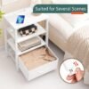 Yoobure White Night Stand with Charging Station, LED Nightstand for Bedroom, Bedside Tables with Adjustable Fabric Drawer, 3-Tier End Table Living Room, Small Side Table with Storage - Image 8