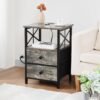 AMHANCIBLE Night Stand Set 2, Nightstand with Charging Station, End Tables Living Room with USB Ports and Outlets, Bedside Table with Fabric Drawers for Bedroom, Ink Grey HET05XKG - Image 8