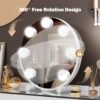 Vanity Mirror with Lights, 13" Hollywood Mirror Tabletop Makeup Mirror with 7 Dimmable LED Bulbs, Large Lighted Mirror for Bedroom Smart Touch Control 3 Colors Light 360°Rotation, - Image 5