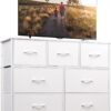 WLIVE Dresser with 7 Drawers, Dressers for Bedroom, Fabric Storage Tower, Hallway, Entryway, Closets, Sturdy Steel Frame, Wood Top, Easy Pull Handle, White - Image 2