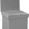 B FSOBEIIALEO Velvet Storage Ottoman with Seat Back, Folding Chair for Living Room, Room Organizer Storage Cubes, Toy Chest Storage Box (Grey, Medium) - Image 2
