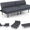 70" Futon Sofa Bed, 4-in-1 Multi-Function Couch Bed with Adjustable Backrest, Modern Convertible Futon, Recliner Love Seat Sleeper Sofa, Small Futon Couch for Living Room, Office, Grey - Image 5