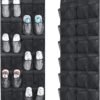 2 Pack Over The Door Shoes Organizers, Behind Door Shoes Hang Holder Rack with 48 Mesh Large Pockets, Clear Fabric Shoes Hanger Storage Organizer Bag for Bedroom,Pantry,Dorm,Black - Image 2