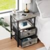 AMHANCIBLE Night Stand Set 2, Nightstand with Charging Station, End Tables Living Room with USB Ports and Outlets, Bedside Table with Fabric Drawers for Bedroom, Ink Grey HET05XKG - Image 6