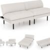 70" Futon Sofa Bed, 4-in-1 Multi-Function Couch Bed with Adjustable Backrest, Modern Convertible Futon, Recliner Love Seat Sleeper Sofa, Small Futon Couch for Living Room, Dorm, Beige - Image 5
