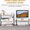 YGYQZ Wood Office Desk Shelf Organizer - Desktop Supplies Cute Dresser Top Organization Storage Rack and Cubicle Decor Aesthetic Bookshelf for Women Man and Kids (Black Wood-Single Tier) - Image 5
