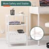 Yoobure White Night Stand with Charging Station, LED Nightstand for Bedroom, Bedside Tables with Adjustable Fabric Drawer, 3-Tier End Table Living Room, Small Side Table with Storage - Image 9