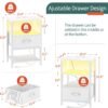 Yoobure White Night Stand with Charging Station, LED Nightstand for Bedroom, Bedside Tables with Adjustable Fabric Drawer, 3-Tier End Table Living Room, Small Side Table with Storage - Image 4