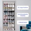 35 Pockets Over the Door Shoe Organizer, Hanging Shoe Organizer for Door with 35 Mesh Pockets Large Capacity Shoe Hanging Storage Bag with 4 Metal Hooks (White-1Pack) - Image 6