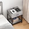 Amyove Set of 2 Grey Nightstands with Charging Station, End Tables Living Room with Drawer and Shelf, Bedside Table with USB Port & Power Outlet for Bedroom College Dorm - Image 5