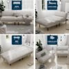 70" Futon Sofa Bed, 4-in-1 Multi-Function Couch Bed with Adjustable Backrest, Modern Convertible Futon, Recliner Love Seat Sleeper Sofa, Small Futon Couch for Living Room, Dorm, Beige - Image 6